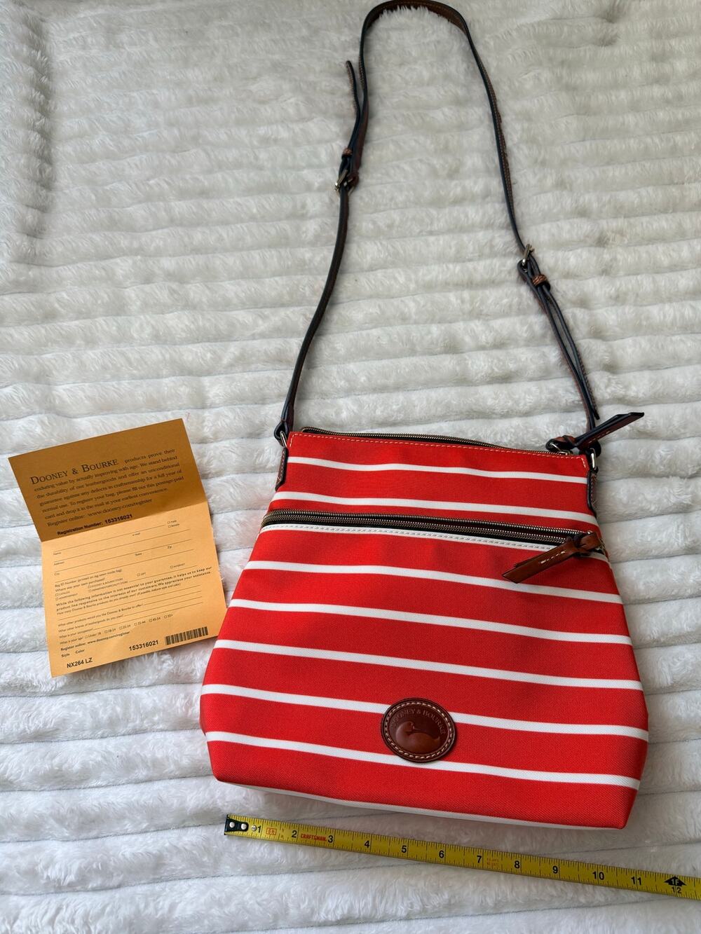 Dooney & Bourke Eastham Crossbody EUC orange white stripe crossbody fabric